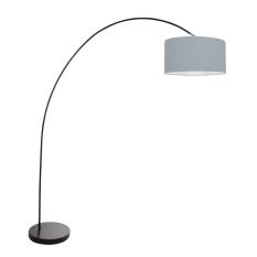 Black arc lamp / floor lamp Solva 3901ZW with blue linen shade