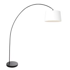Arc lamp Solva 3903ZW with a white linen lampshade