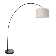 Arc lamp Solva 3905ZW with a gray linen lampshade