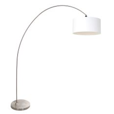 Arc lamp Solva 3908ST Steel with a white linen lampshade