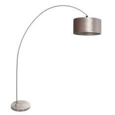 Arc lamp Solva 3909ST Steel with a taupe velvet lampshade