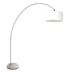 Arc lamp Solva 3911ST with a coarse white linen shade