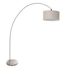 Bogenlampe Solva 3912ST Stahl mit grauem Leinenlampenschirm