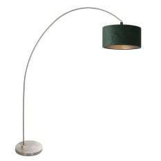 Arc lamp Solva 3913ST with a green velvet lampshade