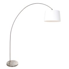 Arc lamp Solva 3916ST with a white linen lampshade