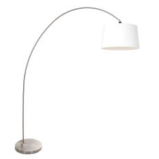 Arc lamp Solva 3917ST with a white coarse linen lampshade