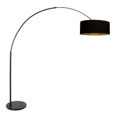 Lamp arc Sparkled Light 3965ZW noir avec abat-jour en lin noir doré