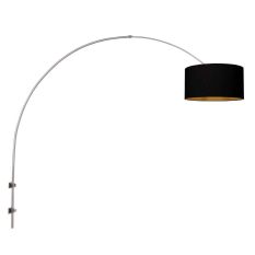 Applique arc Sparkled Light 3966ST en acier avec abat-jour en lin noir luxueux