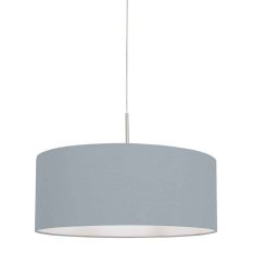 Steel-colored hanging lamp Sparkled Light 3993ST with blue linen shade