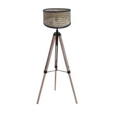 Vloerlamp Triek 4098ZW met naturel/zwart bamboe kap Ø40 cm