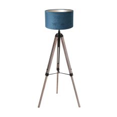 Floor lamp Triek 4102ZW tripod with blue velvet shade