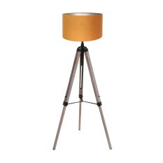 Vloerlamp Triek 4103ZW met een gouden velours kap Ø40 cm