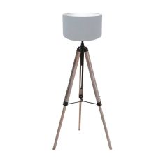 Floor lamp Triek 4108ZW tripod with a coarse linen blue shade