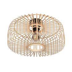 Plafondlamp Breeza-Beach 4145ZW zwart met bamboe kap Ø50 cm