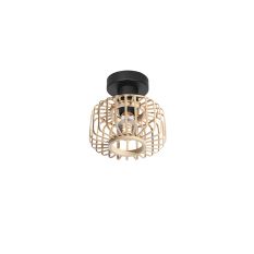 Plafondlamp Breeza-Beach 4147ZW zwart met bamboe kap Ø20 cm