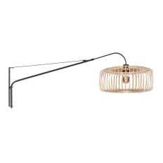 Applique murale noire Elegant Classy 4153ZW avec abat-jour en bambou naturel