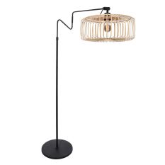 Black floor lamp 'small arc lamp' Linstrom 4155ZW with clear bamboo shade