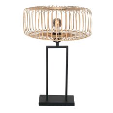 Zwarte tafellamp Stang 4158ZW met E27 fitting en naturel  bamboe kap