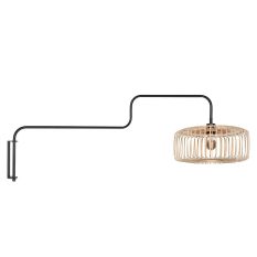 Applique murale noire Bloeba 4160ZW avec abat-jour en bambou naturel
