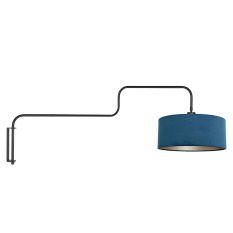 Applique murale noire Bloeba 4180ZW avec abat-jour en velours bleu