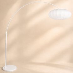 Booglamp Luma Nola 4185W wit met witte zijden kap