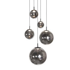 Bollique 4196ZW black pendant lamp with smoke glass