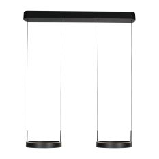 Black pendant lamp Mykty 4204 Two floating rings, individually height-adjustable, 6500 lumens, 2700K