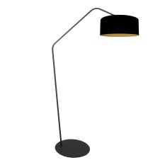 Schwarze Stehlampe Zig-Zag 4247ZW mit schwarzem Leinen-Schirm und goldfarbigem Inneren – Einzigartiges Design und funktionale Nutzung