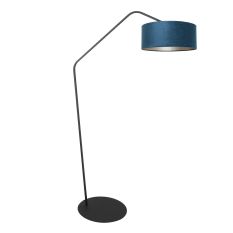 Lampe sur pied noire Zig-Zag 4248ZW avec abat-jour en velours bleu – Design unique et utilisation fonctionnelle