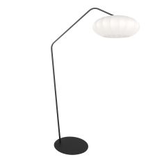 Lampe sur pied noire Zig-Zag 4249ZW avec abat-jour en soie blanche – Design unique et utilisation fonctionnelle