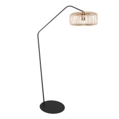 Black floor lamp Zig-Zag 4250ZW with natural-colored bamboo shade – Unique design and functional use