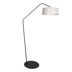 Lampe sur pied noire Zig-Zag 4253ZW avec abat-jour en lin blanc – Design unique et utilisation fonctionnelle