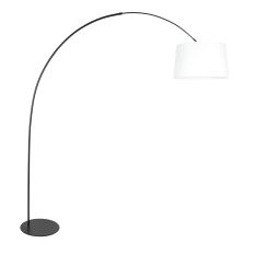 Black floor lamp Curve 4256ZW with white linen shade – Unique design and functional use