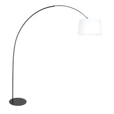 Black floor lamp Curve 4257ZW with white coarse linen shade – Unique design and functional use