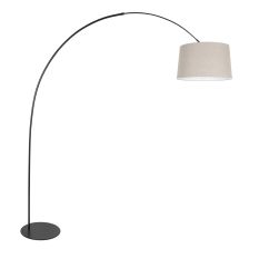 Black floor lamp Curve 4258ZW with grey coarse linen shade – Unique design and functional use