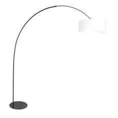 Black floor lamp Curve 4260ZW with white fine linen shade – Unique design and functional use