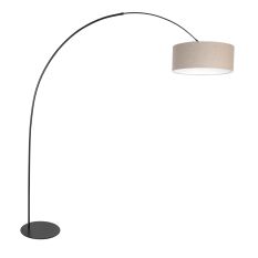 Floor lamp Curve 4268ZW - black arc lamp with gray linen shade