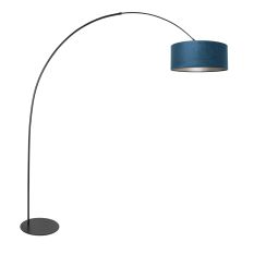 Black floor lamp Curve 4271ZW with blue velour shade – Unique design and functional use