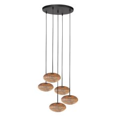 HaloSwap 4383ZW – Zwarte hanglamp met warme amberkleurige glazen