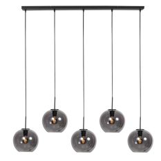 HaloSwap 4285ZW – Suspension noire linéaire avec élégants globes en verre fumé