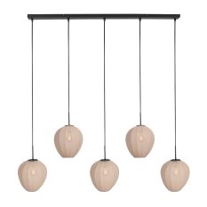 HaloSwap 4288ZW – Black linear pendant light with warm cream-colored shades