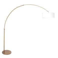 Booglamp Sparkled Light 4304BR brons met grof wit linnen kap