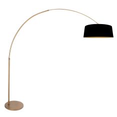 Booglamp Luma Dark 4311BR brons met zwart linnen kap luxe sfeer