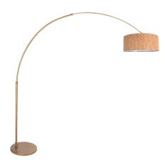 Booglamp Sparkled Light 4335BR brons met beige kurkstructuur kap
