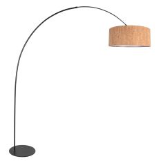 Anne-Curve 4340ZW arc lamp – elegant black with cork shade Ø50 cm