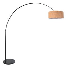 Sparkled Light 4342ZW arc lamp – black with cork shade Ø50 cm