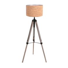 Triek 4344ZW floor lamp – three-legged with cork shade and adjustable height