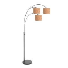 3-light floor lamp Sparkled Light 4356ZW with beige cork structure shades