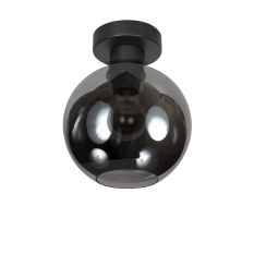 Plafonnier Bloeba 4373ZW avec abat-jour rond en verre fumé Ø15 cm