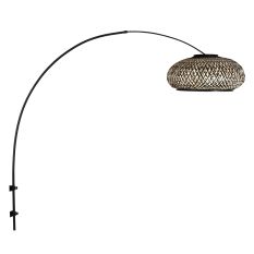 4406ZW Lampadaire mural noir avec abat-jour en bambou tressé Ø50 cm – Sparkled Light